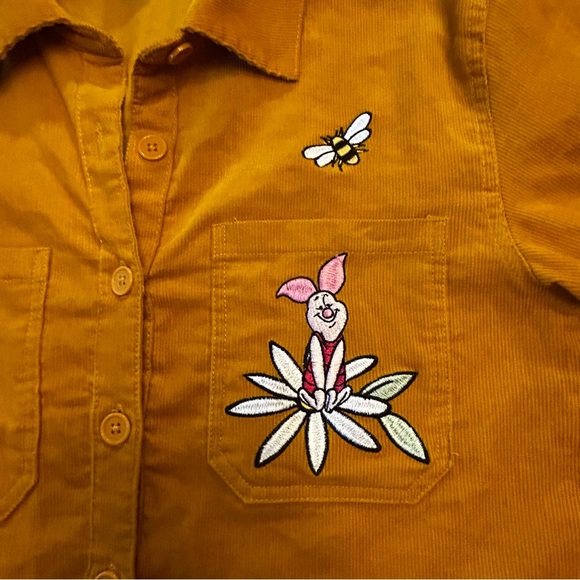 Disney Mustard Button Down Corduroy Shirt Winnie The Pooh Embroidered Size S - Picture 7 of 12
